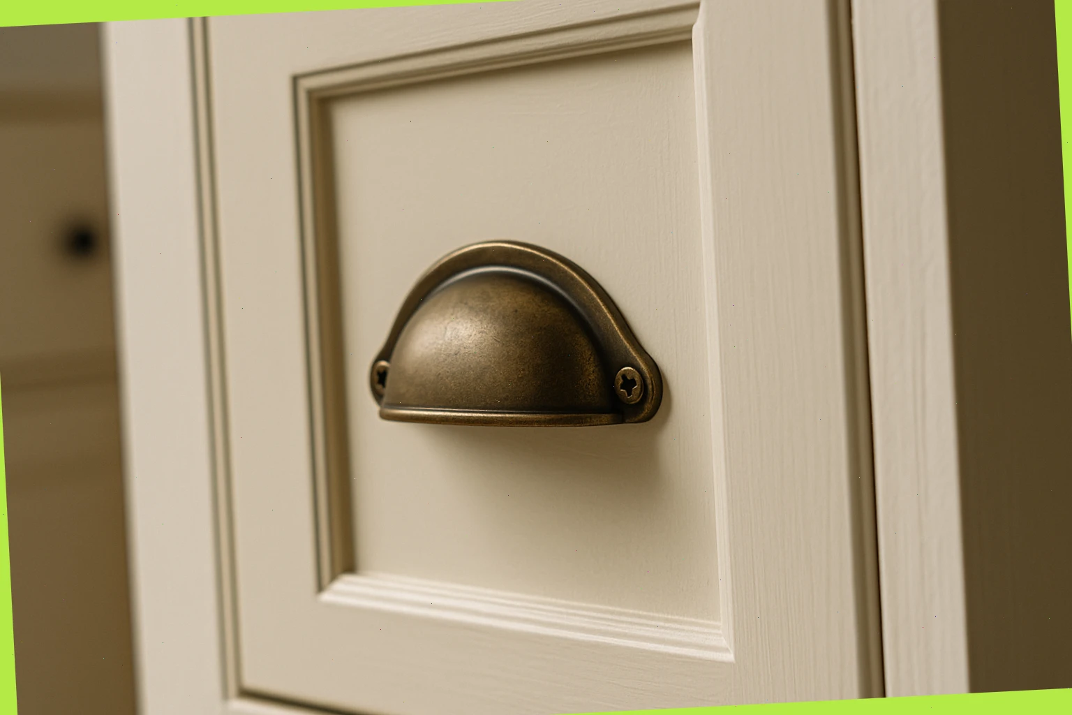 Cabinet door lightly refinished with new hardware