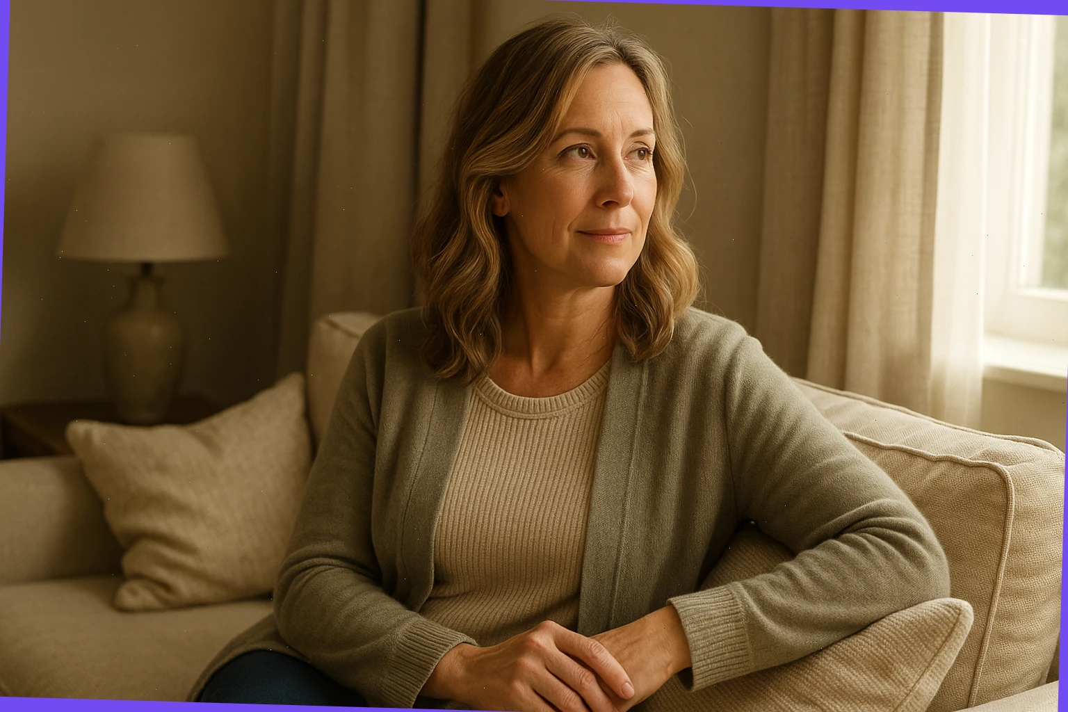 Homeowner in a softly lit lounge