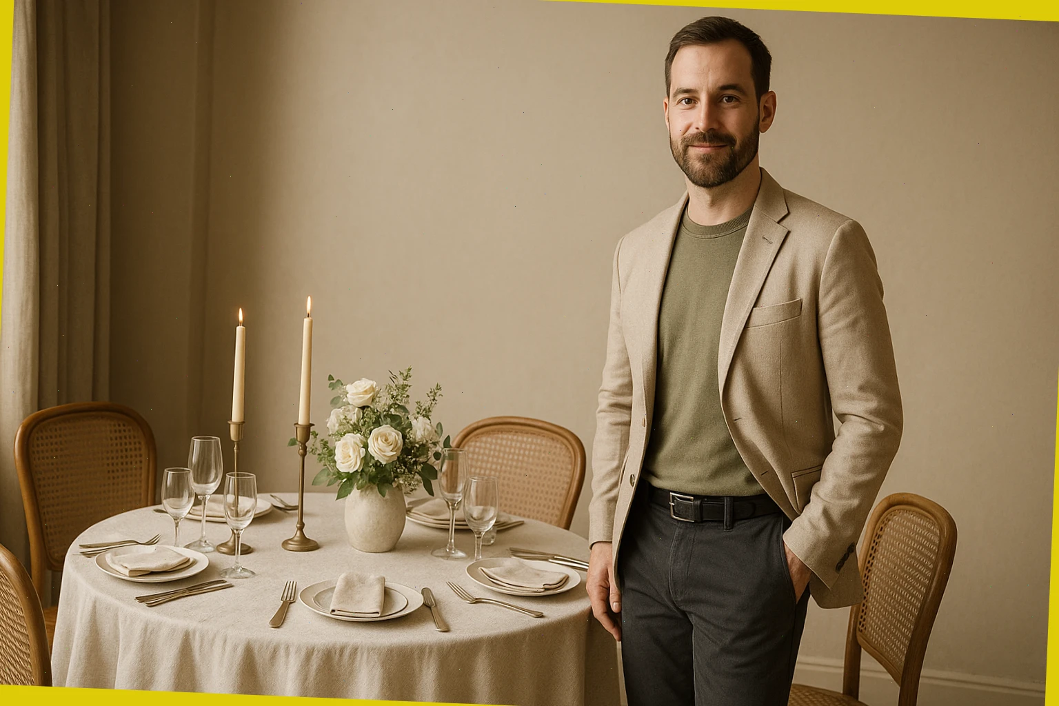 Small venue manager beside a table setup